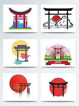 日本神社門素材PSD