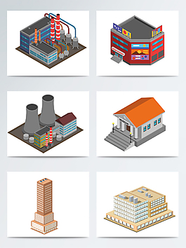 卡通樓房建筑AI格式