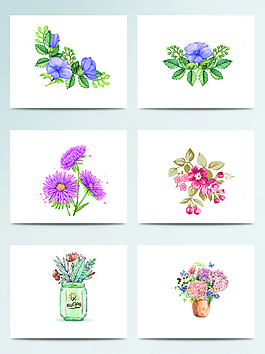 水彩手繪花束矢量