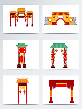 扁平化傳統(tǒng)矢量門樓