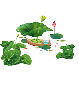 精美春季荷葉荷花元素設(shè)計