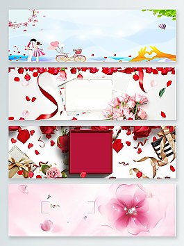 2018情人節愛心禮物盒banner背景圖