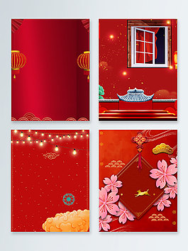 紅色傳統(tǒng)節(jié)日喜慶窗戶古建筑廣告背景