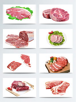 大塊新鮮肉類食材集合