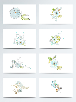 手繪藍(lán)色鮮花免扣素材合集
