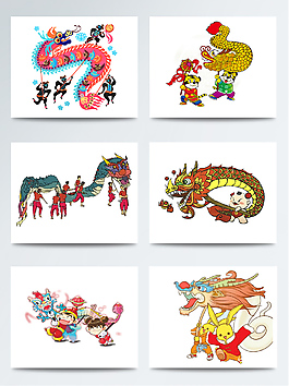 手繪舞龍PSD插畫