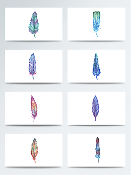 水彩創意羽毛免扣素材合集