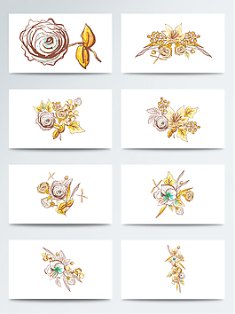 水彩抽象鮮花免扣素材合集