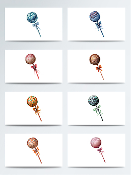 手繪彩色棒棒糖免扣素材合集