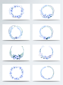 手繪藍(lán)色花環(huán)免扣素材合集