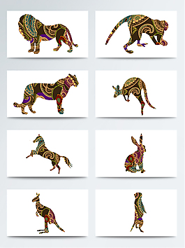 手繪棕色動物免扣素材合集