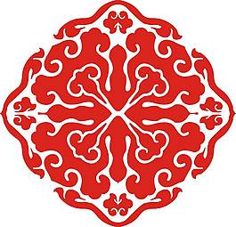 紅色剪紙貼畫png元素
