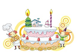 卡通生日蛋糕png元素