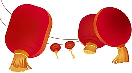 卡通紅色燈籠png元素