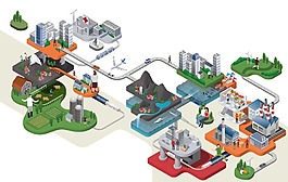卡通游戲城市建筑png元素