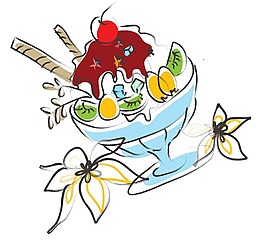 卡通水果冰淇淋png元素