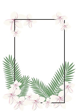 卡通鮮花綠葉邊框png元素