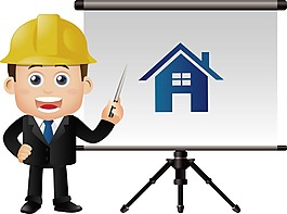 卡通建筑工程師png元素