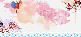 元宵中國風(fēng)淡雅活動(dòng)海報(bào)背景