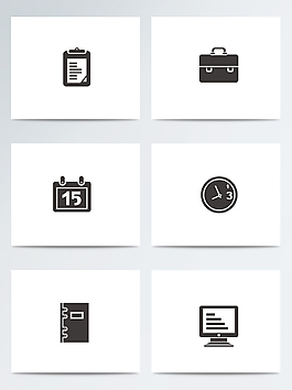黑白办公商务手绘矢量ai图标元素