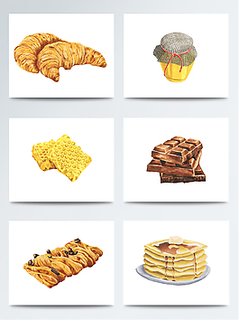 手绘美味甜品png素材合集