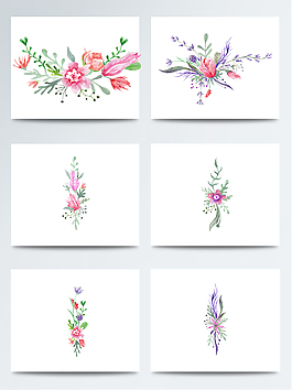 水彩彩色鮮花png素材合集