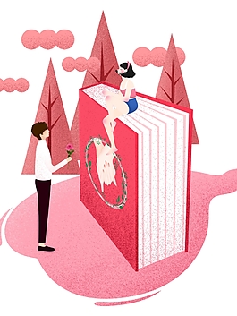 情人節男女表白插畫