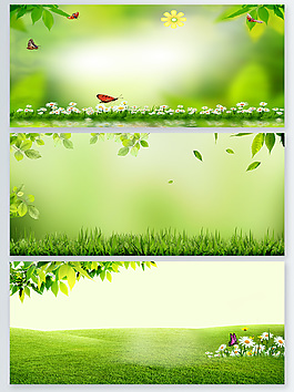綠色清新春天清新banner背景
