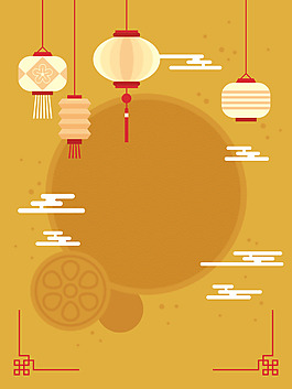 黃色扁平卡通新年背景