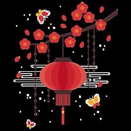 卡通紅色燈籠裝飾素材