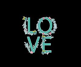 love花朵psd藝術字