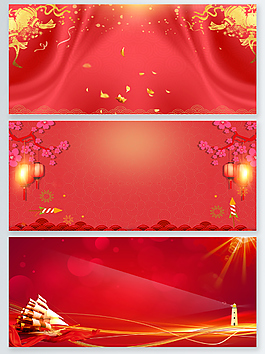 紅色創(chuàng)意春節(jié)banner海報(bào)背景