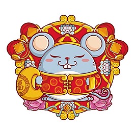 卡通鼠年新年祝福png元素