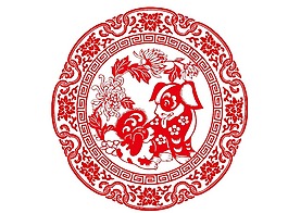 紅色剪紙貼畫png元素