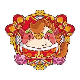 卡通喜慶小牛png元素