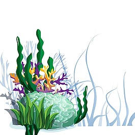 卡通綠色水生植物png元素
