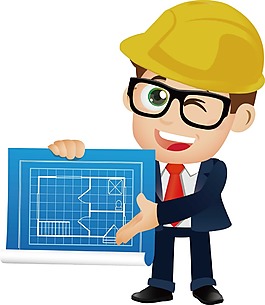 卡通建筑工程師png元素