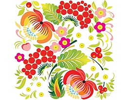 卡通紅色鮮花綠葉png元素