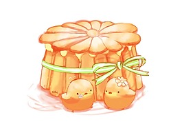 卡通黃色花朵小雞png元素