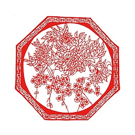 紅色剪紙貼畫png元素