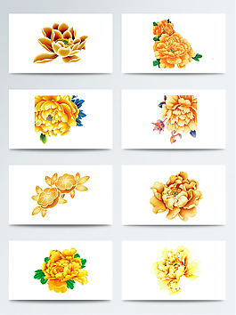 傳統(tǒng)金色牡丹素材