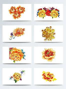 中國傳統(tǒng)金色牡丹素材