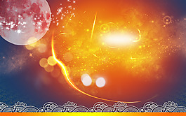 祥云月亮星空新年節(jié)日背景