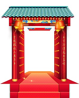 創(chuàng)意紅色門框png元素