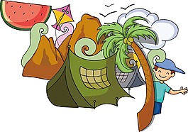 卡通海灘裝飾png元素
