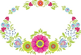 卡通彩色花朵裝飾花環(huán)png元素
