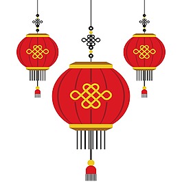 红色喜庆灯笼挂饰png元素
