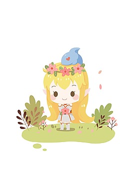 卡通可愛小女孩png元素