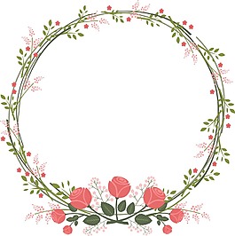 卡通粉色花朵圓環(huán)png元素
