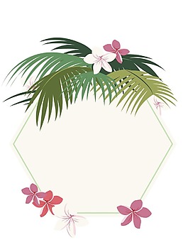 卡通綠葉鮮花邊框png元素